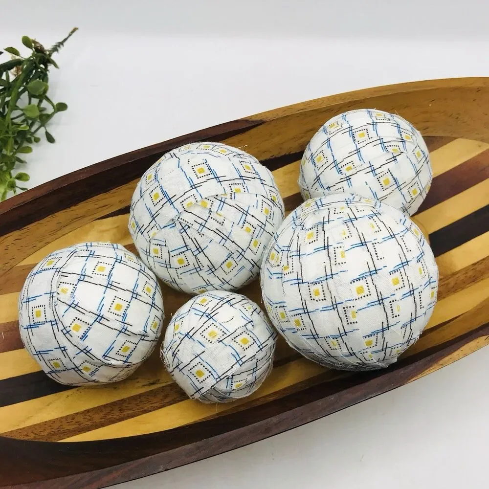Lot of 5 Styrofoam Fabric Covered Coffee Table Balls Handmade Balls Only NO DISH